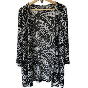 Chico's Travelers Collection Open Cardigan Sz 2 Paisley Mesh Small FLAW